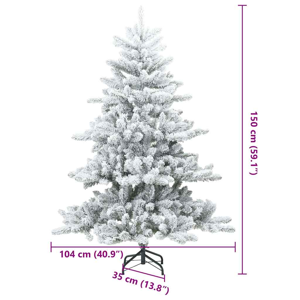 Árbol de Navidad artificial plegable cubierto de nieve 150 cm