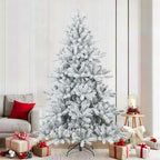 Árbol de Navidad artificial plegable cubierto de nieve 210 cm