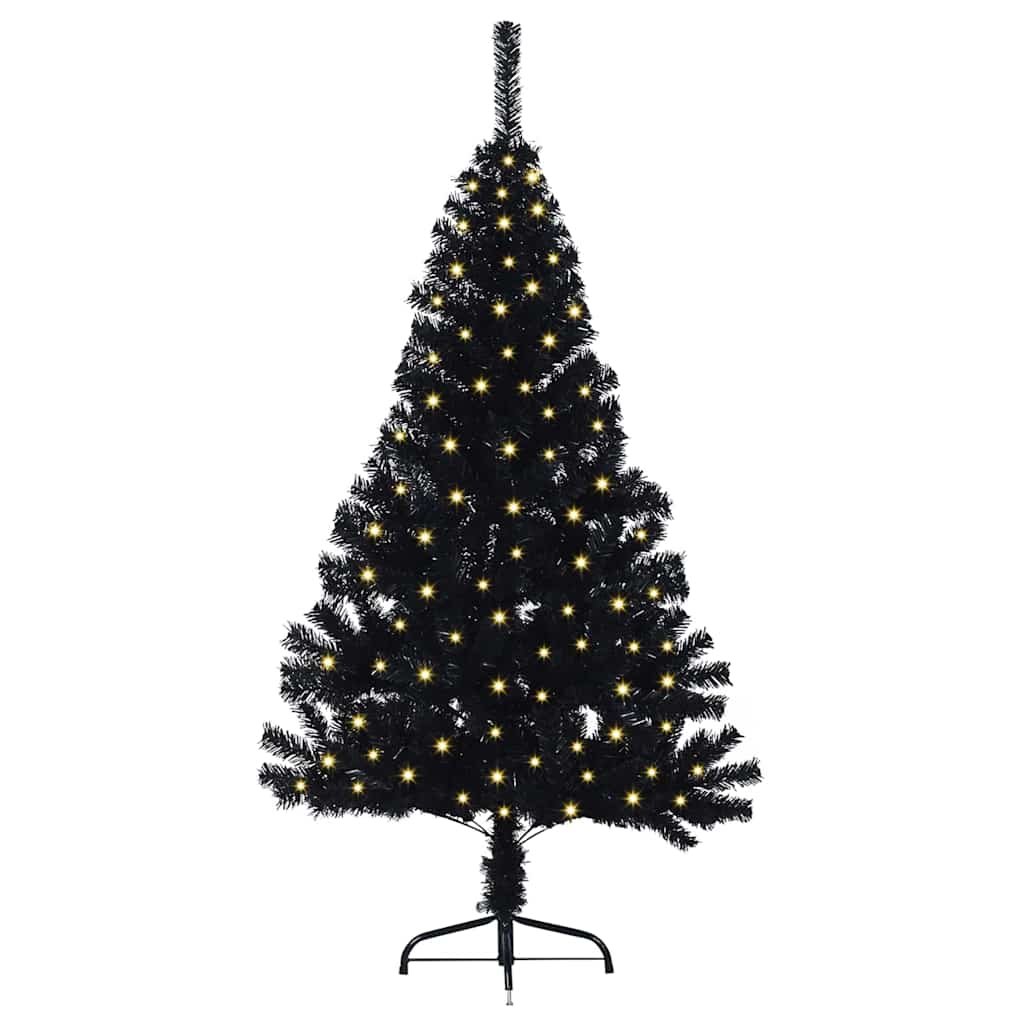 Árbol de Navidad Artificial Preiluminado Negro 120 cm PVC