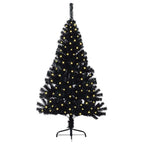 Árbol de Navidad Artificial Preiluminado Negro 120 cm PVC