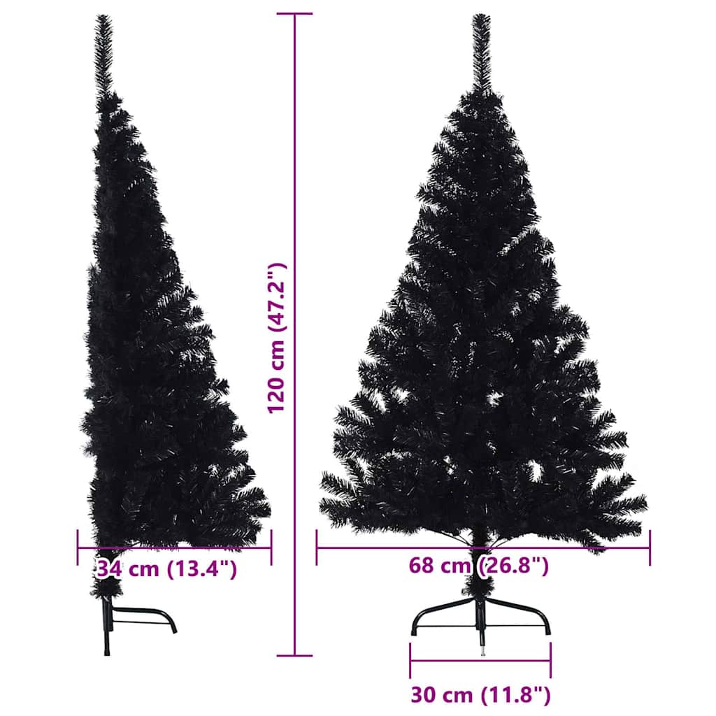 Árbol de Navidad Artificial Preiluminado Negro 120 cm PVC