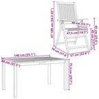 Conjunto de Comedor de Jardín Plegable 7 pcs Marrón