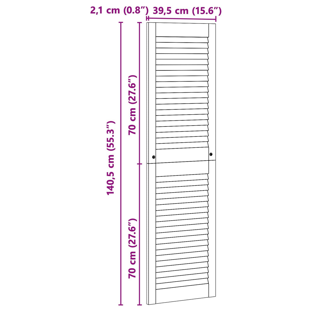 Puerta de Armario 2 pcs Natural 140,5 x 2,1 x 39,5 cm