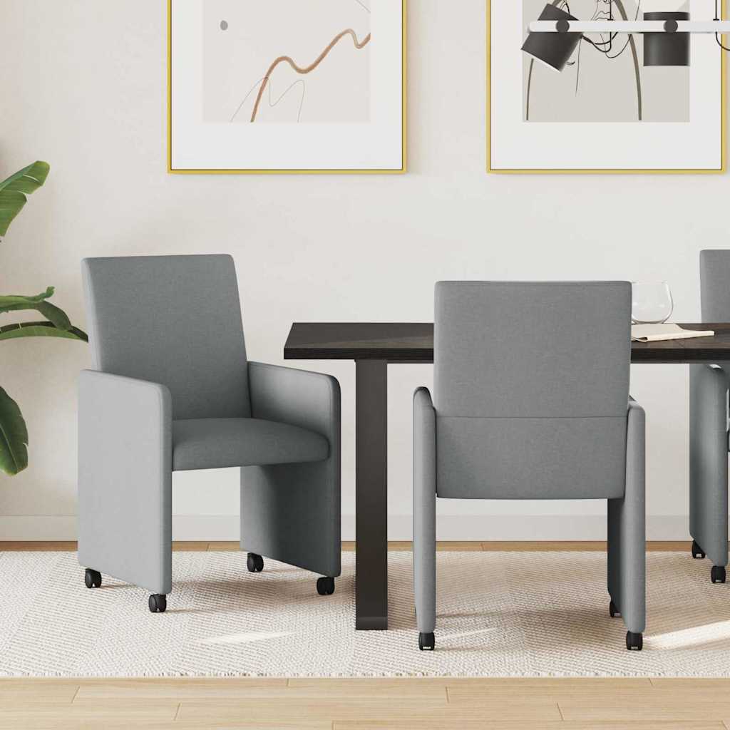 Cadeiras de Jantar com Rodas 2 unidades Azul 57 x 66 x 94 cm tecido