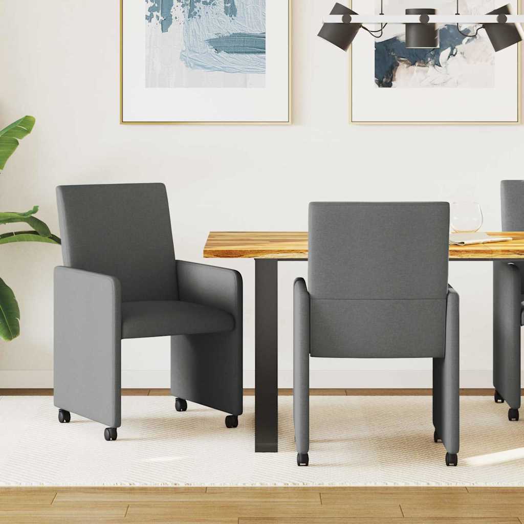 Cadeiras de Jantar com Rodas 2 unidades Azul 57 x 66 x 94 cm tecido