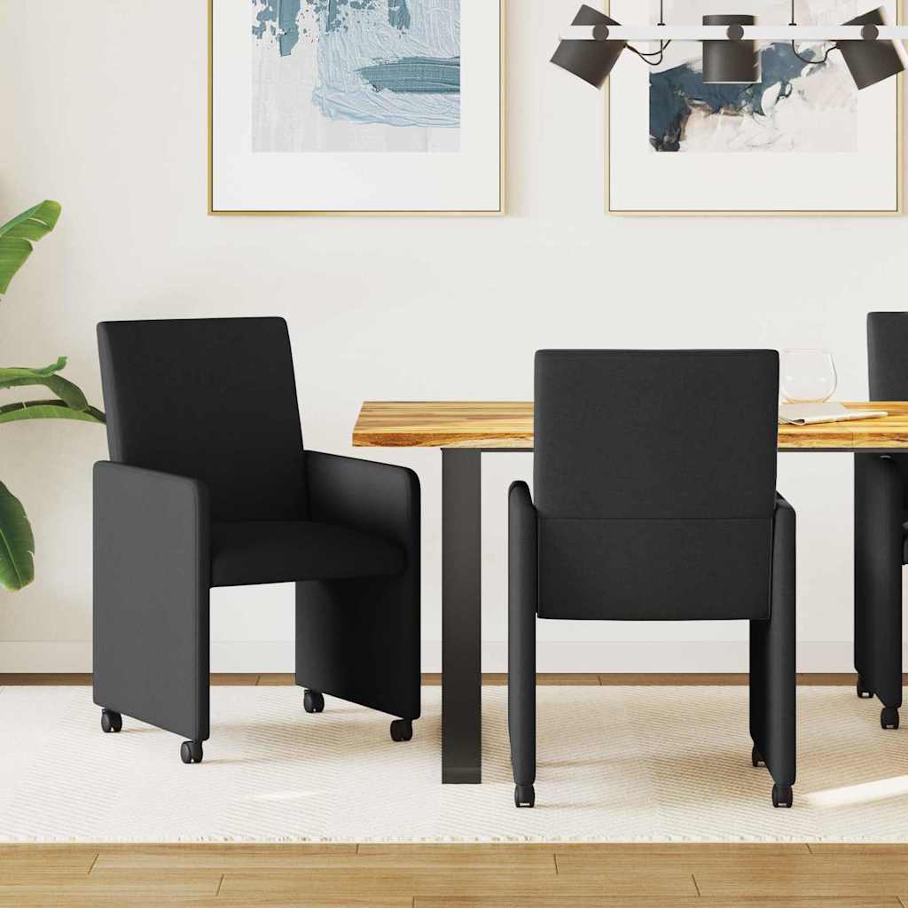 Cadeiras de Jantar com Rodas 2 unidades Azul 57 x 66 x 94 cm tecido