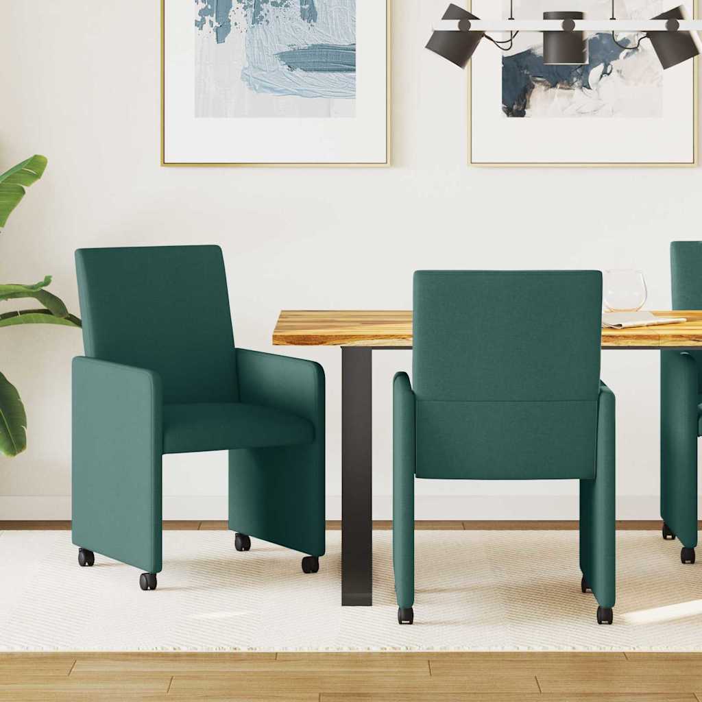 Cadeiras de Jantar com Rodas 2 unidades Azul 57 x 66 x 94 cm tecido