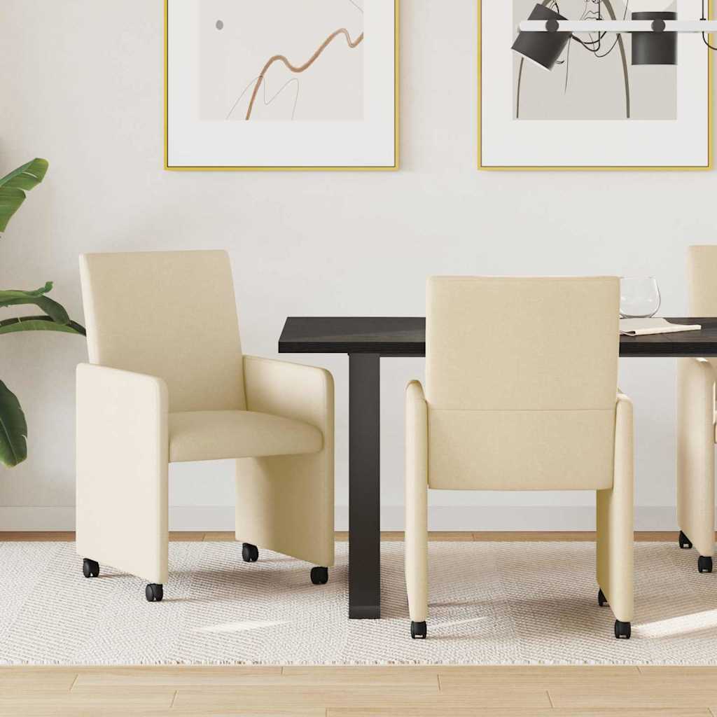 Cadeiras de Jantar com Rodas 2 unidades Azul 57 x 66 x 94 cm tecido