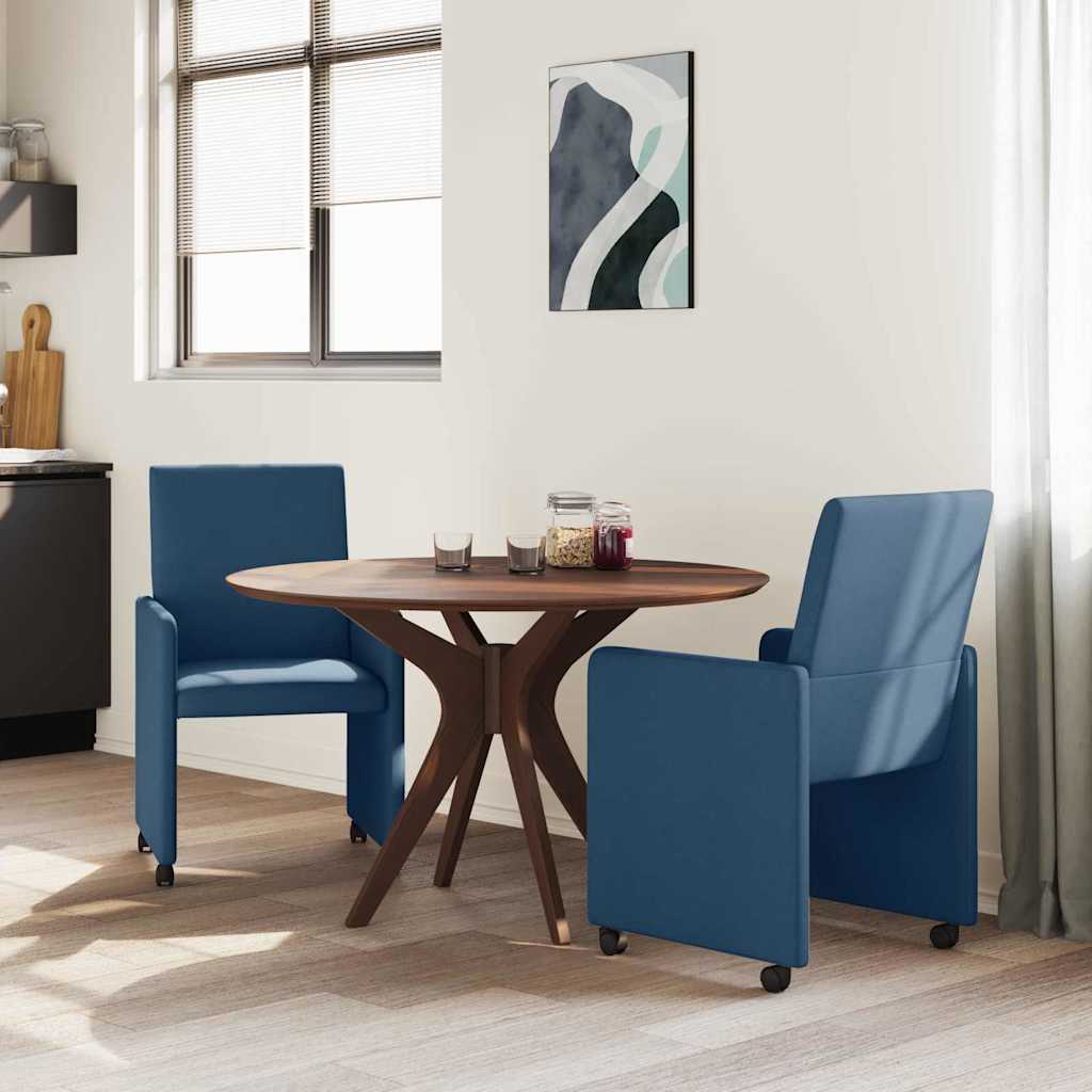 Sillas de Comedor con Ruedas 2 pcs Azul 57 x 66 x 94 cm tela