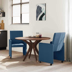 Sillas de Comedor con Ruedas 2 pcs Azul 57 x 66 x 94 cm tela