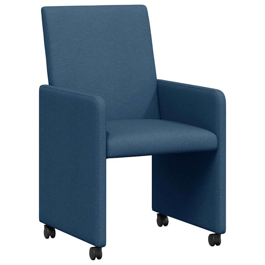 Sillas de Comedor con Ruedas 2 pcs Azul 57 x 66 x 94 cm tela