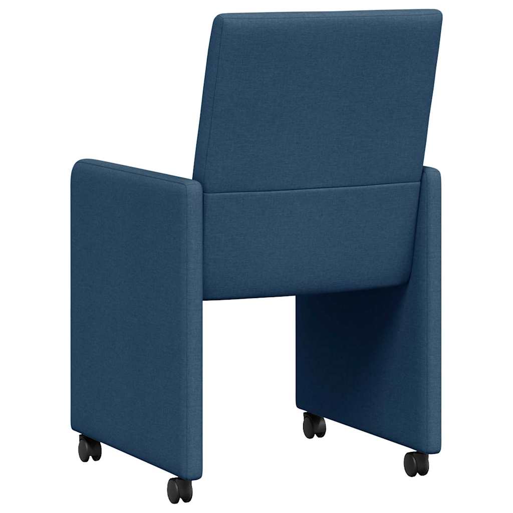 Sillas de Comedor con Ruedas 2 pcs Azul 57 x 66 x 94 cm tela