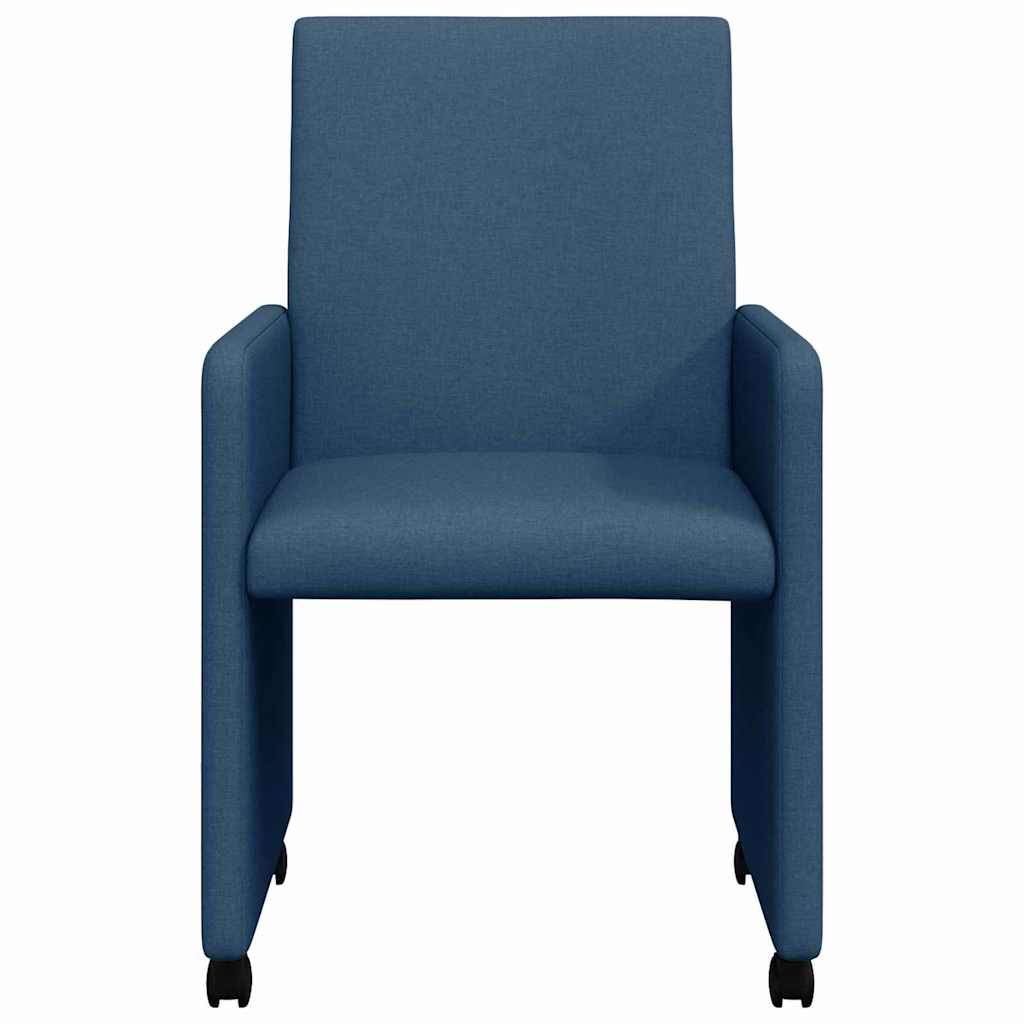Sillas de Comedor con Ruedas 2 pcs Azul 57 x 66 x 94 cm tela