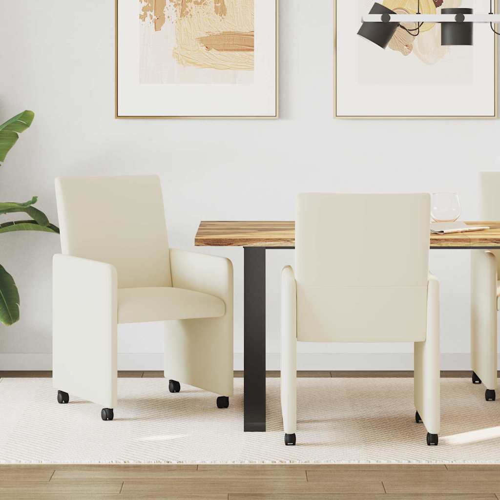 Cadeiras de Jantar com Rodas 2 unidades Cappuccino 57 x 66 x 94 cm
