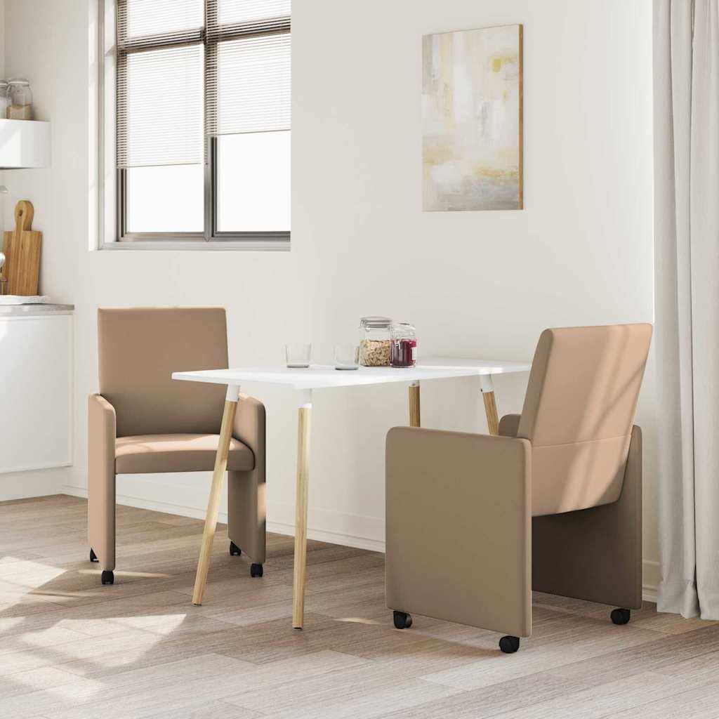 Sillas de Comedor con Ruedas 2 pcs Capuchino 57 x 66 x 94 cm