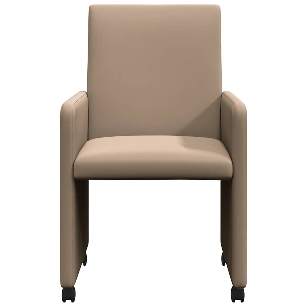 Sillas de Comedor con Ruedas 2 pcs Capuchino 57 x 66 x 94 cm
