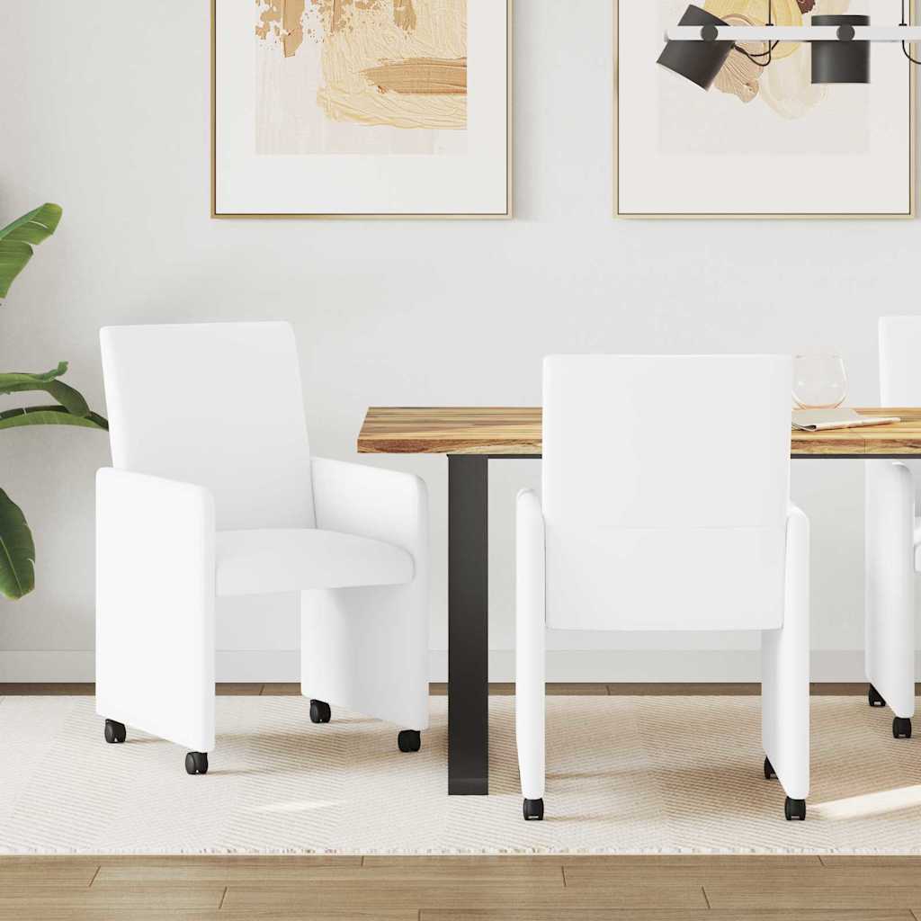 Cadeiras de Jantar com Rodas 2 unidades Cappuccino 57 x 66 x 94 cm