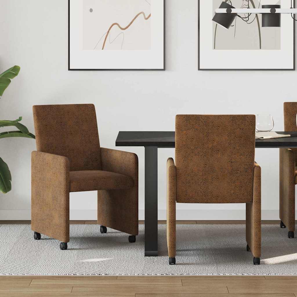 Dining Chairs with Wheels 2 pcs Light grey 57 x 66 x 94 cm