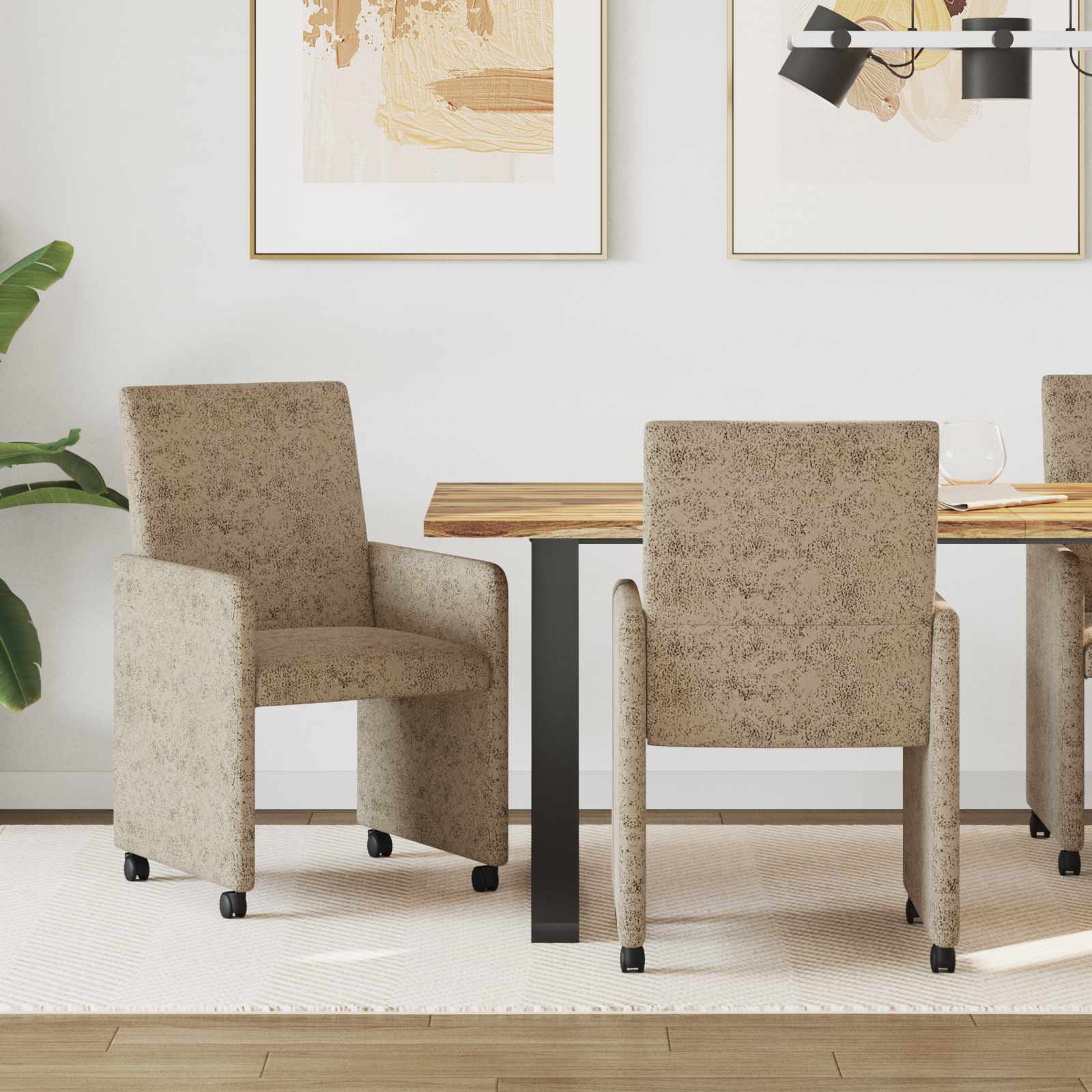 Sillas de Comedor con Ruedas 2 pcs Gris claro 57 x 66 x 94 cm