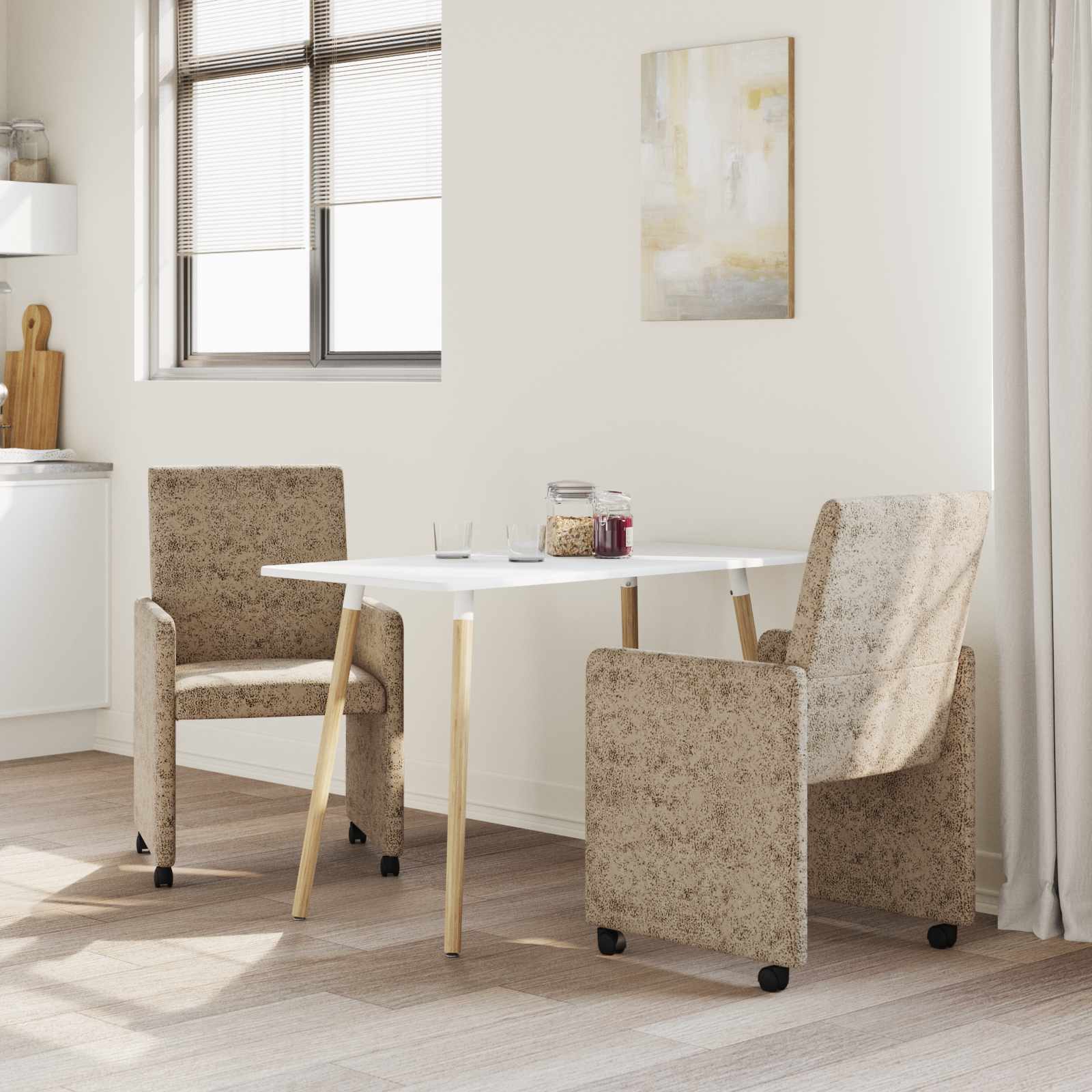 Sillas de Comedor con Ruedas 2 pcs Gris claro 57 x 66 x 94 cm