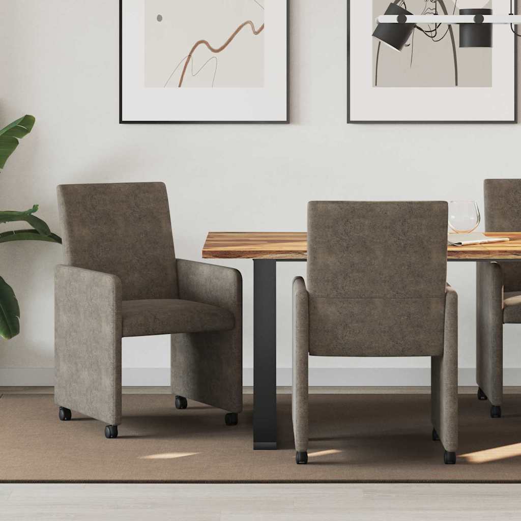 Dining Chairs with Wheels 2 pcs Light grey 57 x 66 x 94 cm