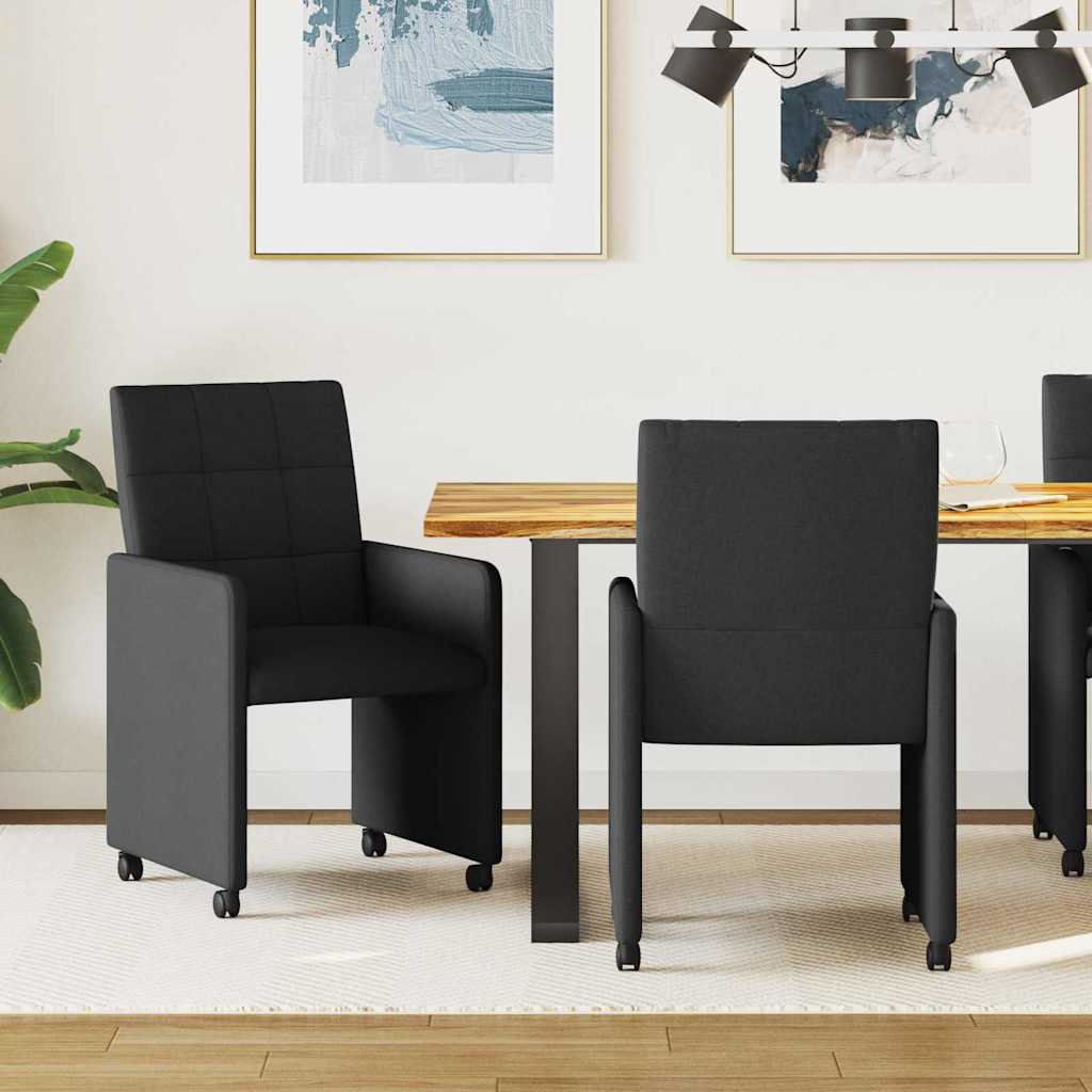 Dining Chairs with Wheels 2 pcs Blue 58 x 65 x 94 cm fabric