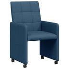 Sillas de Comedor con Ruedas 2 pcs Azul 58 x 65 x 94 cm tela