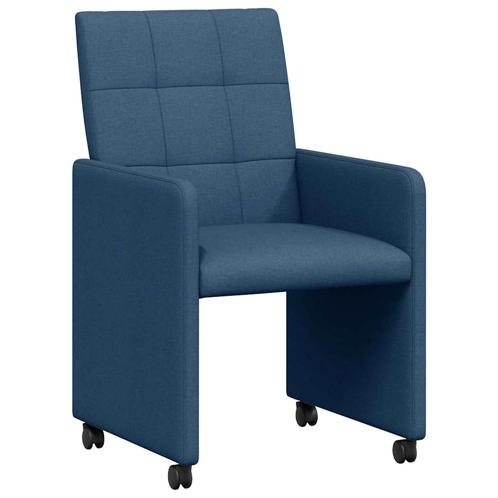 Sillas de Comedor con Ruedas 2 pcs Azul 58 x 65 x 94 cm tela