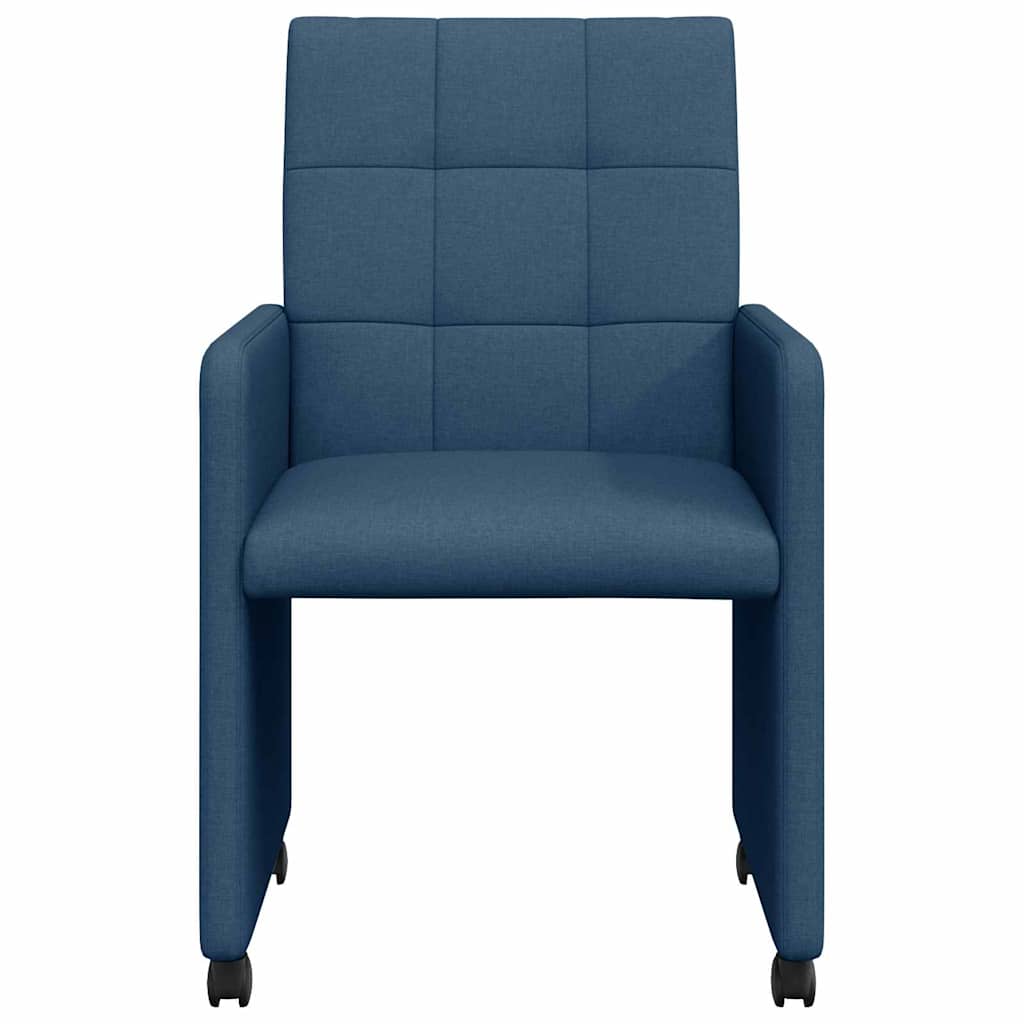 Sillas de Comedor con Ruedas 2 pcs Azul 58 x 65 x 94 cm tela