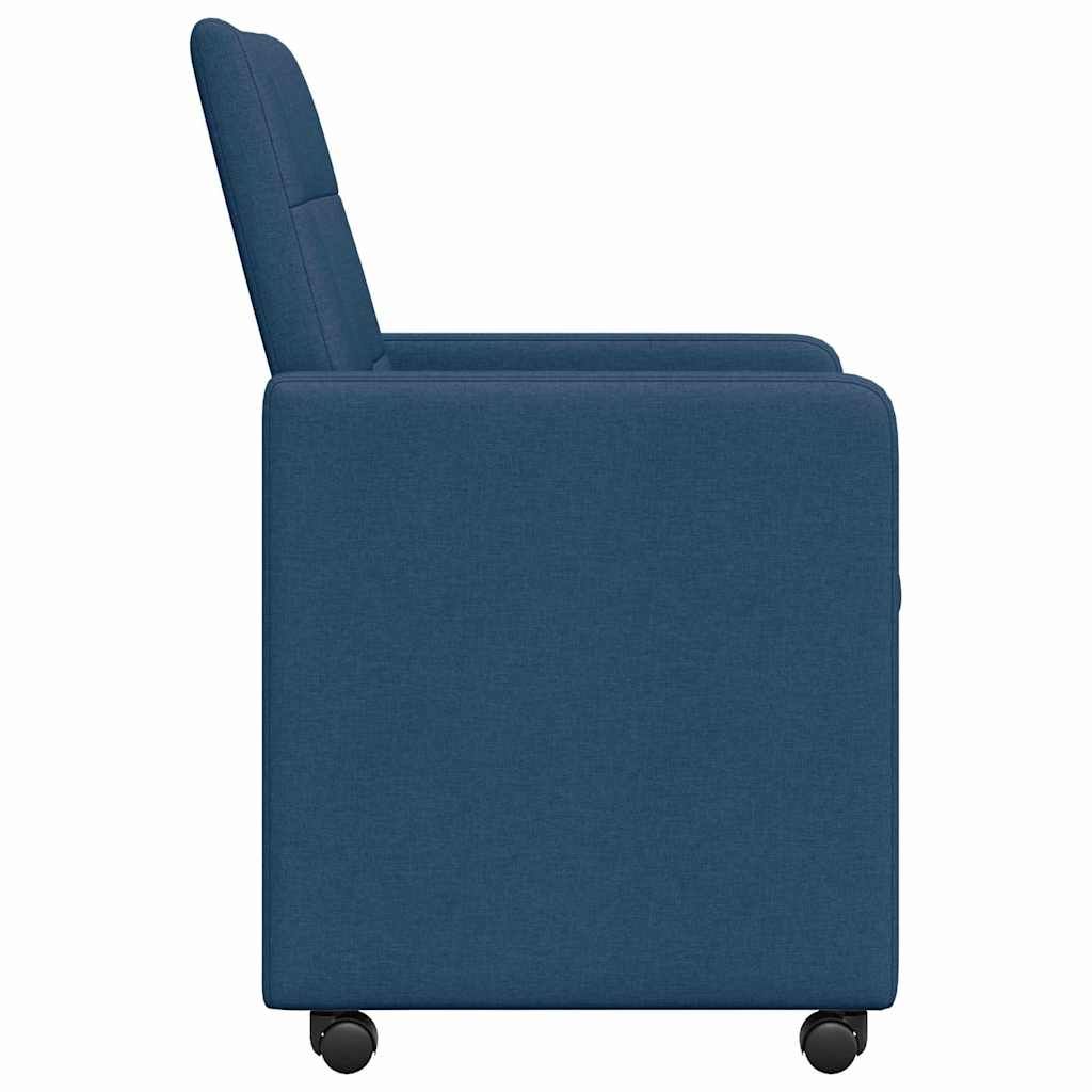 Sillas de Comedor con Ruedas 2 pcs Azul 58 x 65 x 94 cm tela