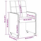 Sillas de Comedor con Ruedas 2 pcs Azul 58 x 65 x 94 cm tela