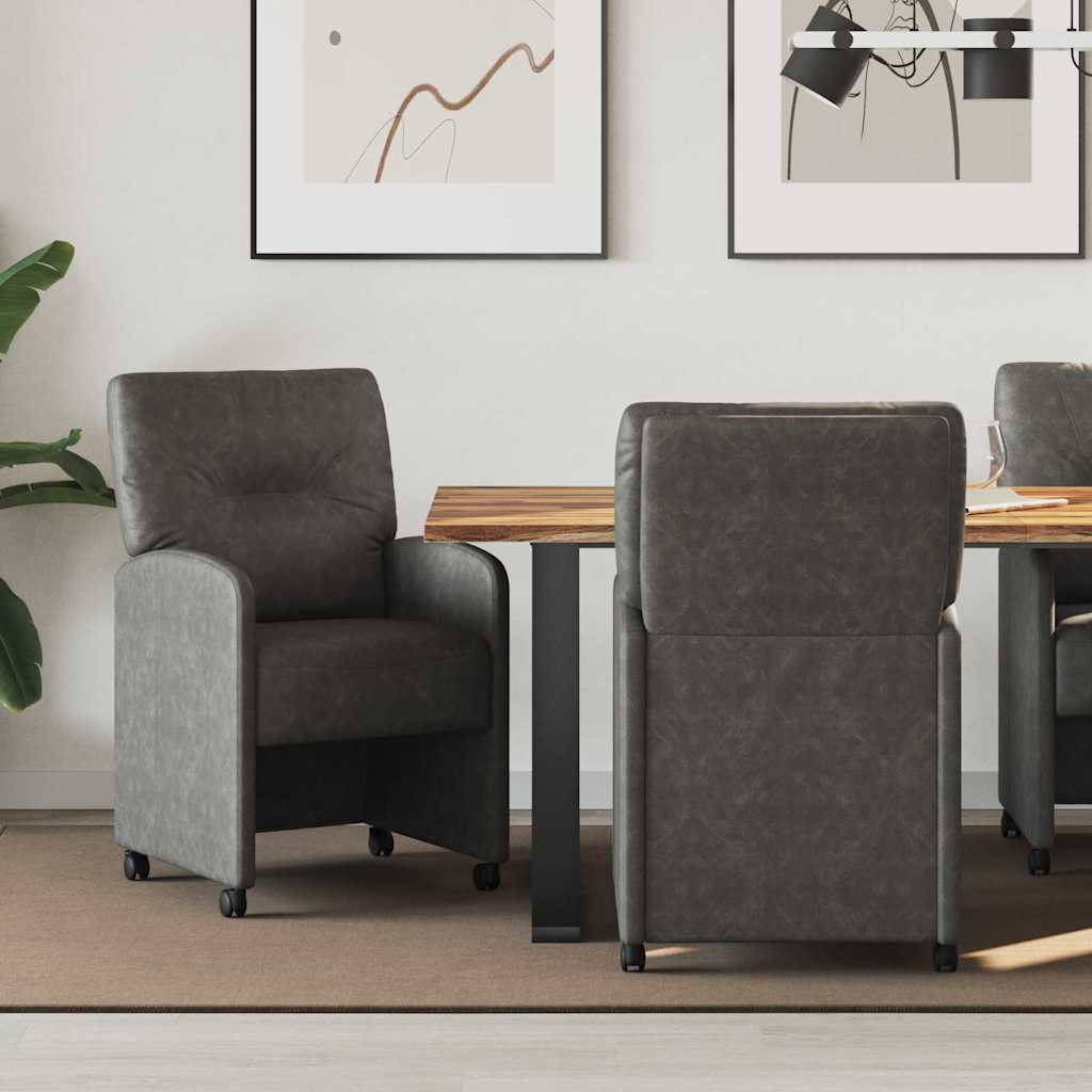 Sillas de Comedor con Ruedas 2 pcs Gris 57 x 67 x 95 cm