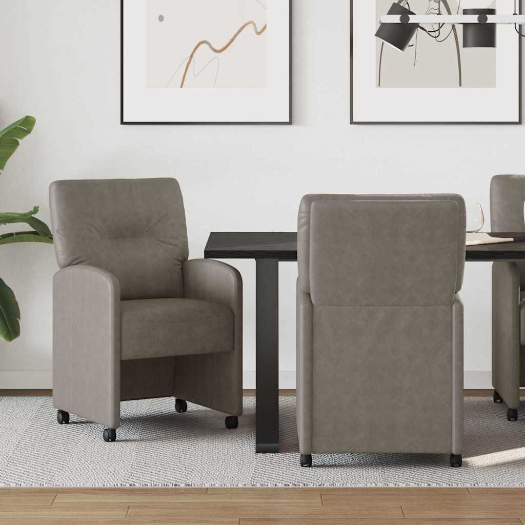 Sillas de Comedor con Ruedas 2 pcs Gris 57 x 67 x 95 cm