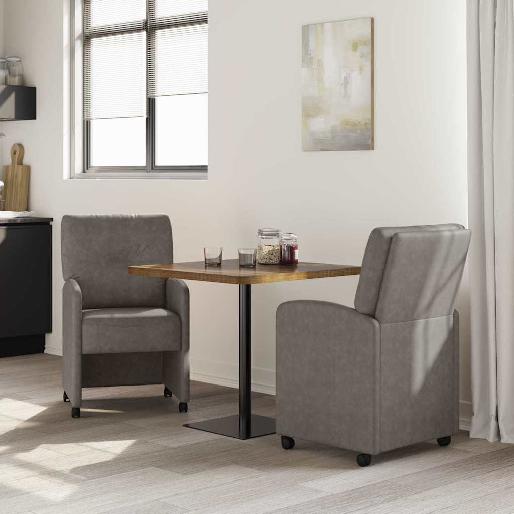 Sillas de Comedor con Ruedas 2 pcs Gris 57 x 67 x 95 cm