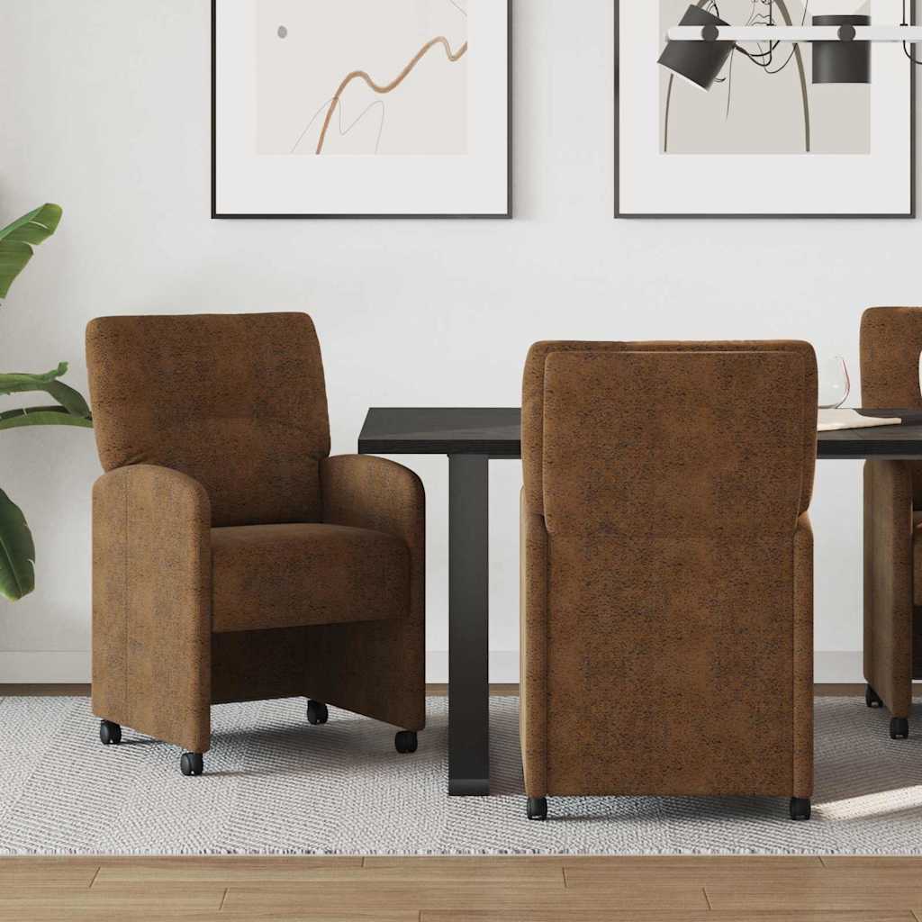Cadeiras de Jantar com Rodas 2 pçs Cinzento claro 57 x 67 x 95 cm