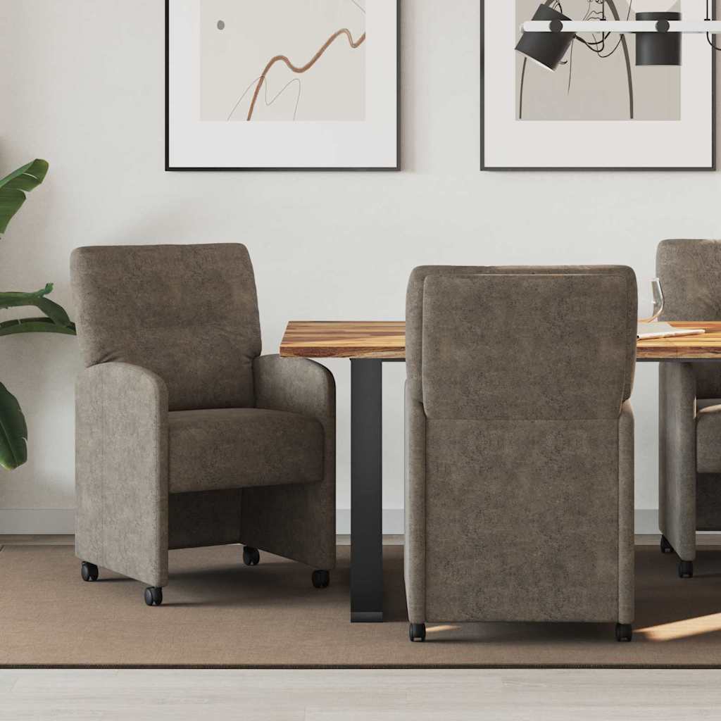 Cadeiras de Jantar com Rodas 2 pçs Cinzento claro 57 x 67 x 95 cm