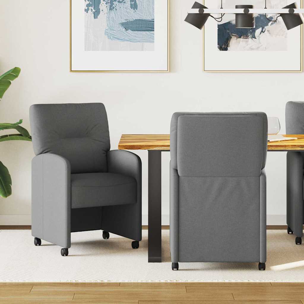 Dining Chairs with Wheels 2 pcs Blue 57 x 67 x 95 cm fabric