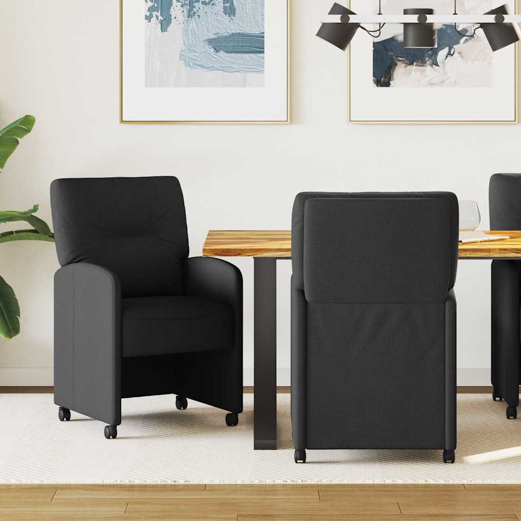 Dining Chairs with Wheels 2 pcs Blue 57 x 67 x 95 cm fabric