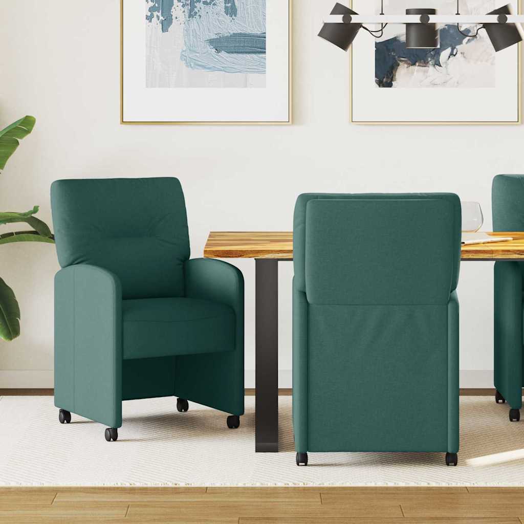 Dining Chairs with Wheels 2 pcs Blue 57 x 67 x 95 cm fabric