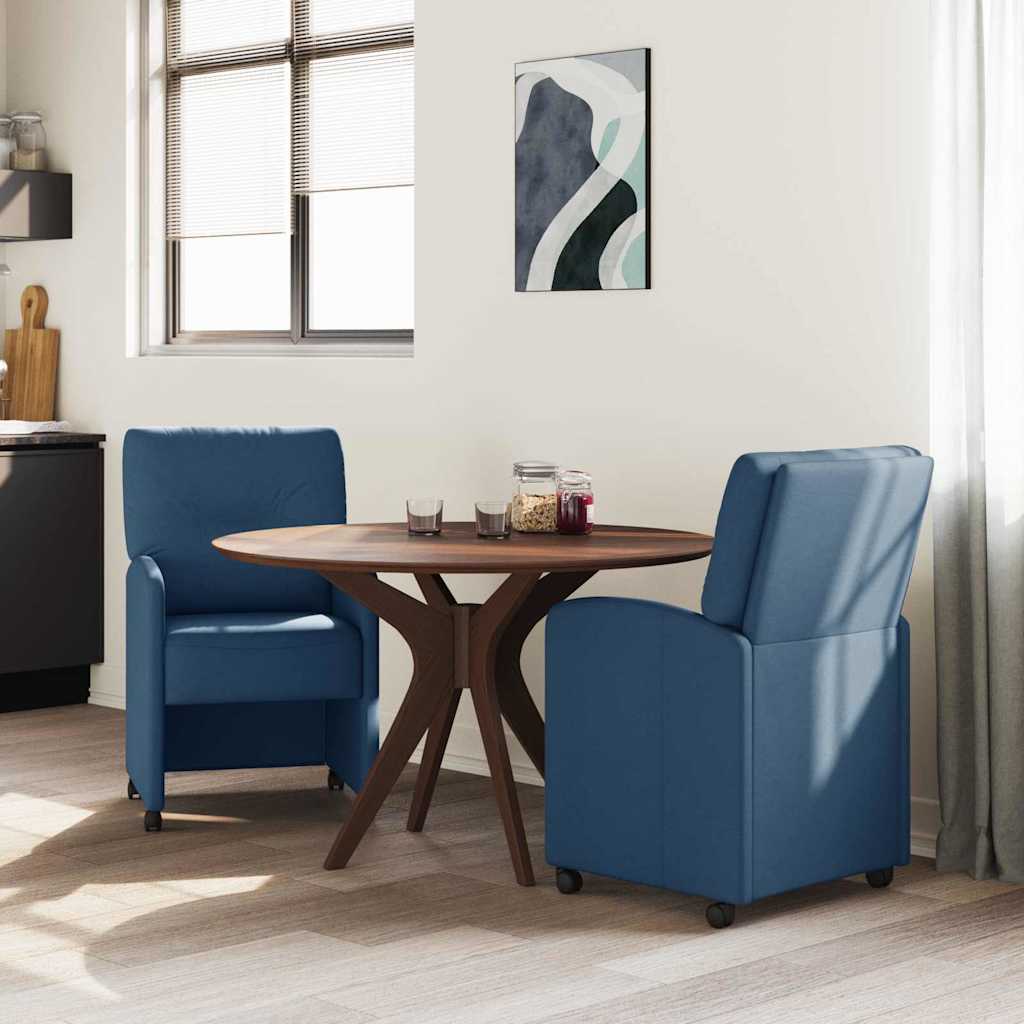 Sillas de Comedor con Ruedas 2 pcs Azul 57 x 67 x 95 cm tela