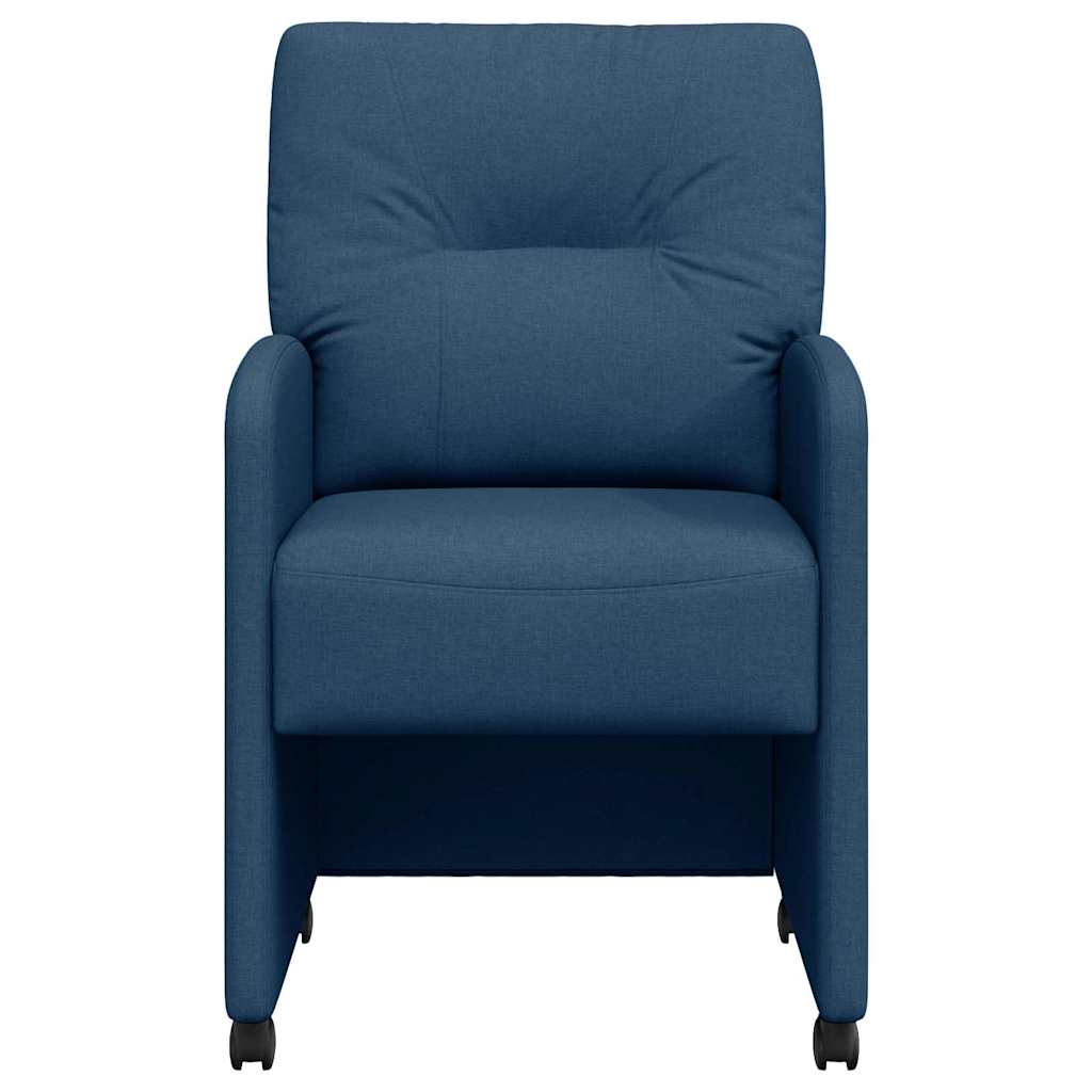 Sillas de Comedor con Ruedas 2 pcs Azul 57 x 67 x 95 cm tela