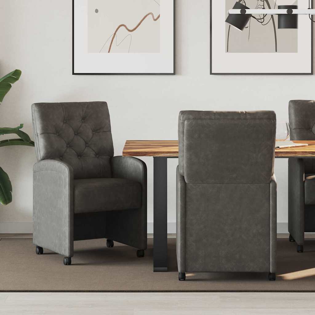 Cadeiras de Jantar com Rodas 2 unidades Cinzento 58 x 67 x 97 cm