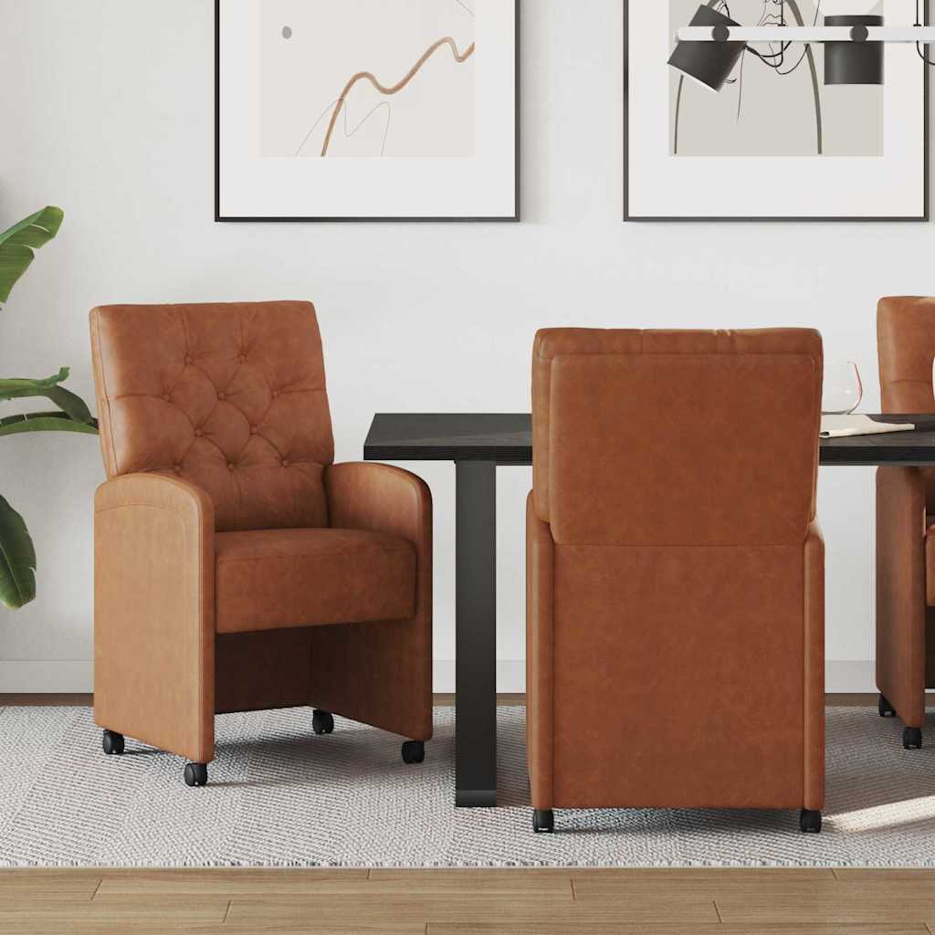 Cadeiras de Jantar com Rodas 2 unidades Cinzento 58 x 67 x 97 cm