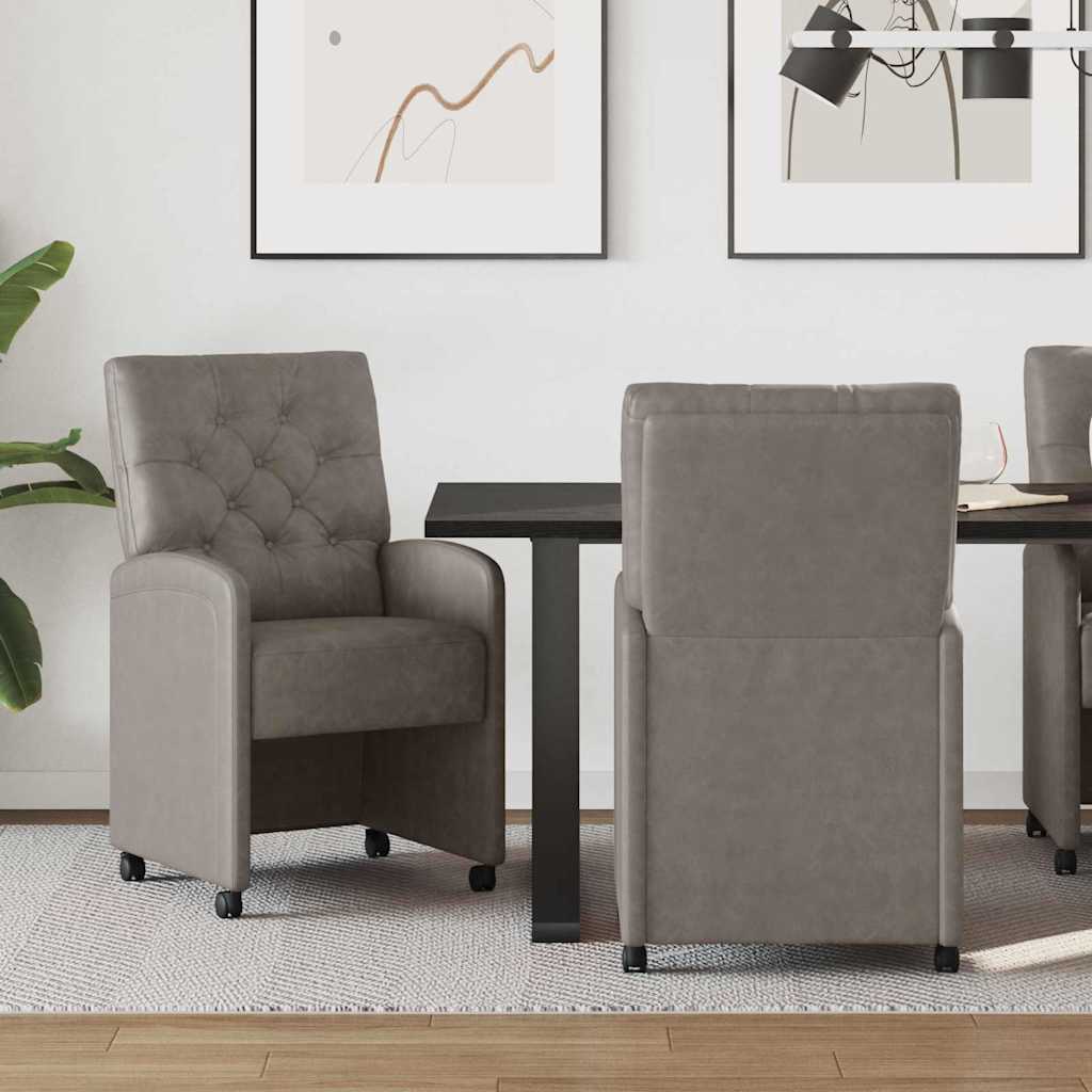 Sillas de Comedor con Ruedas 2 pcs Gris 58 x 67 x 97 cm