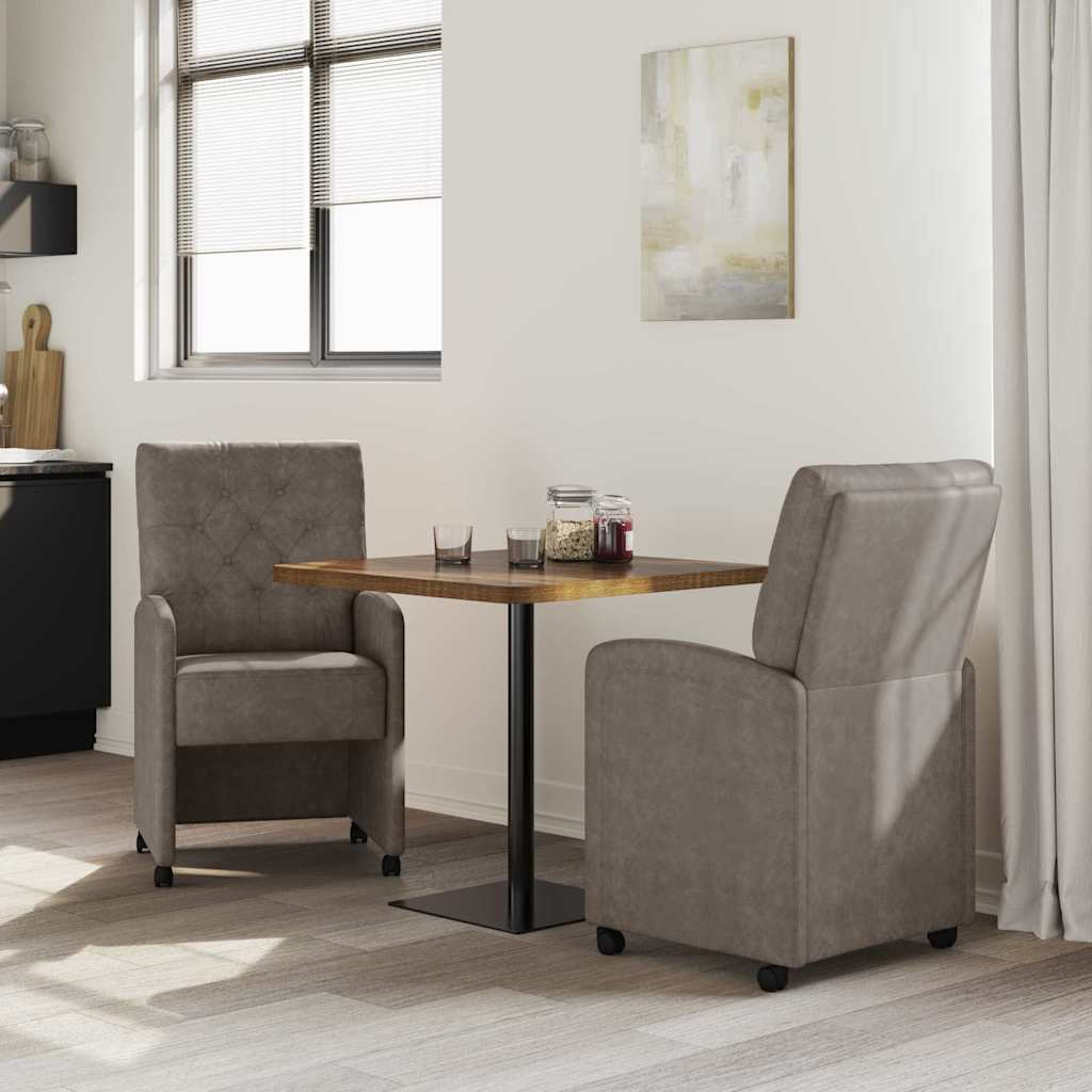 Sillas de Comedor con Ruedas 2 pcs Gris 58 x 67 x 97 cm