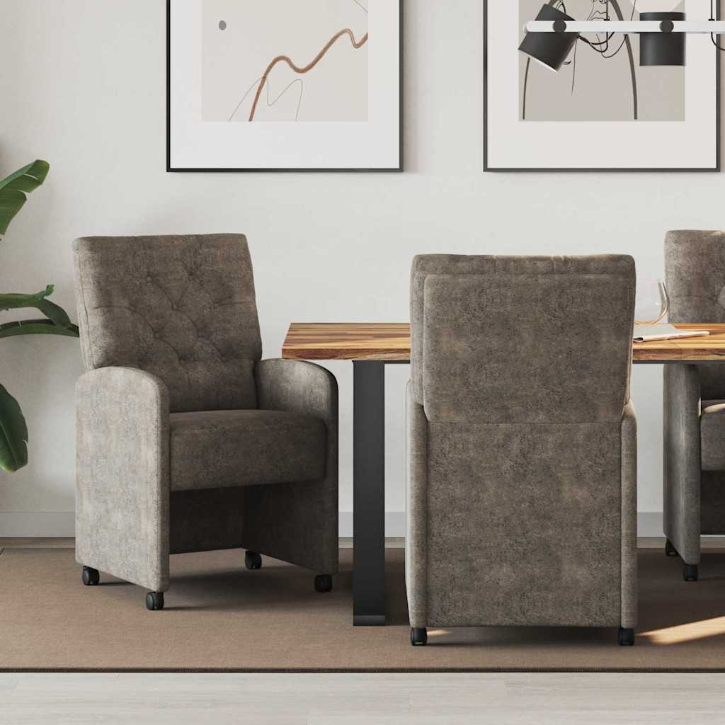 Dining Chairs with Wheels 2 pcs Light Grey 58 x 67 x 97 cm