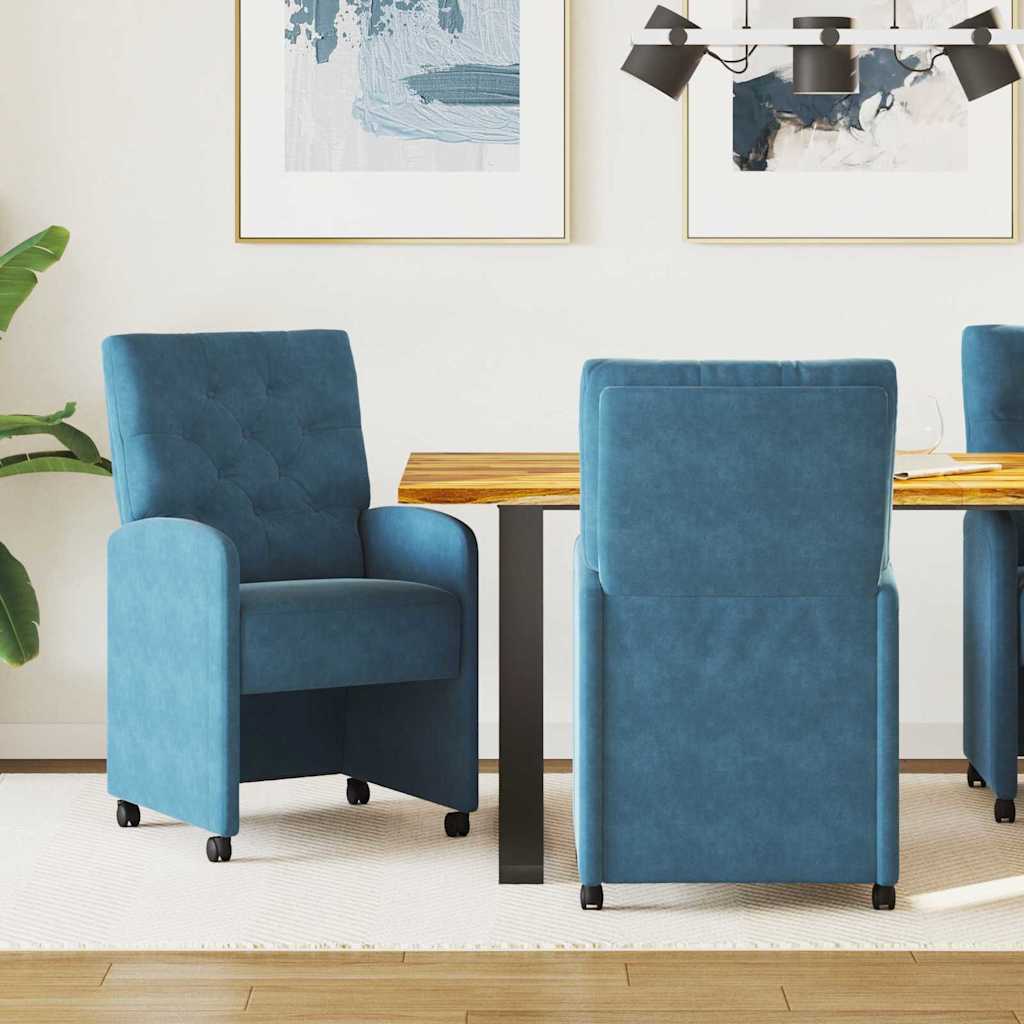 Dining Chairs with Wheels 2 pcs Yellow 58 x 67 x 97 cm