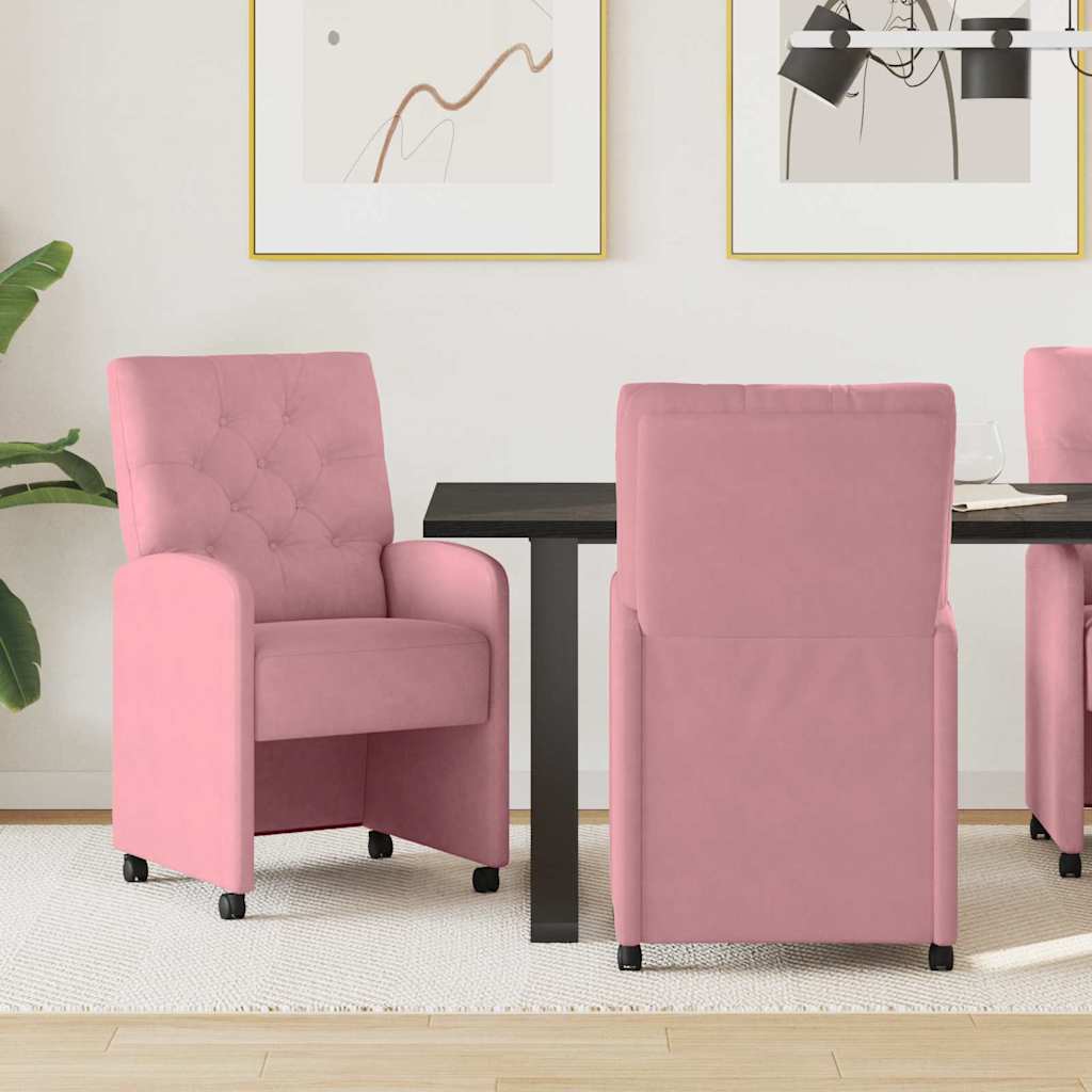 Dining Chairs with Wheels 2 pcs Yellow 58 x 67 x 97 cm