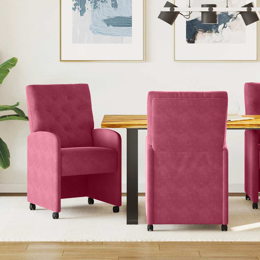 Dining Chairs with Wheels 2 pcs Yellow 58 x 67 x 97 cm
