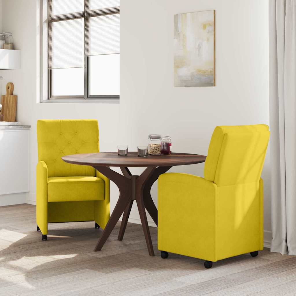 Sillas de Comedor con Ruedas 2 pcs Amarillo 58 x 67 x 97 cm